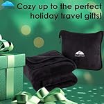 BlueHills Premium Soft Tall Travel Blanket Pillow Airplane Flight Blanket Long Throw in Bag Pillowcase with Backpack Clip Compact Large Long Traveling Essentials Portable Black T054 - Image 4