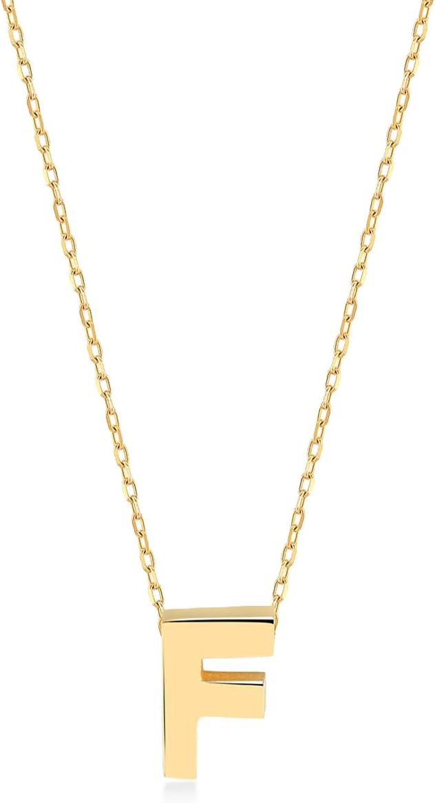 Gelin 14K Solid Gold Initial Necklace for Women (A to Z All Letters)
