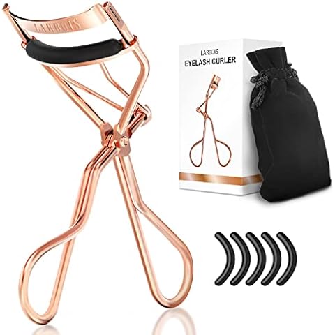 Larbois Eyelash Curler with Refill Pads& Stain Bag, Naturally Curled Eyelashes in Seconds with No Pinching, No Pulling and Last Long(Rose Gold) Cover