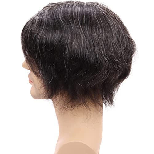 Miniatura 7 de Toupee - Sistema de reemplazo de cabello humano virgen europeo de 5 x 7 pulgadas, postizo para hombre, con poliuretano duradero alrededor de