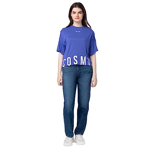 Image of Spykar Printed Blended Round Neck Women's Regular Fit Top
