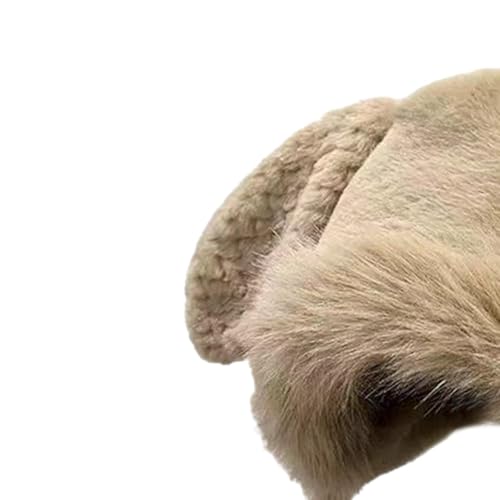 Bunny Ears Winter Hat Plush Windproof for Women Girls Running Hiking Cosplay Khaki3