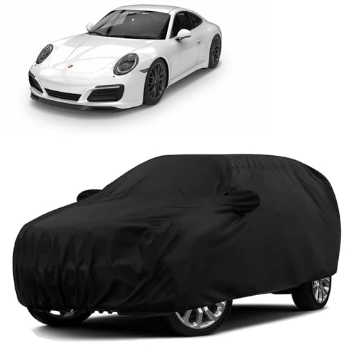 Image of Sulfar 100% Water Resistant Car Body Cover Compatible with Mirror for Porsche 911 Carrera (Triple Stitched, Full Bottom Elastic, Black)