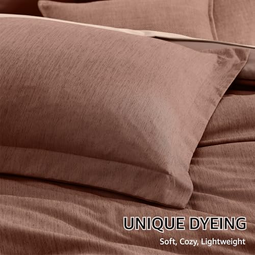 Monbix King Size Comforter Set, Terracotta King Size Bed Set Reversible, King Comforter Set 7 Pieces, Cationic Dyeing Bed in a Bag with Comforter, Sheets, Pillowcases & Shams