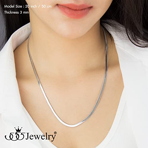 555Jewelry Stainless Steel Flat Herringbone Snake Chain Necklace for Men & Women3