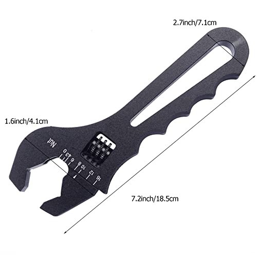 Sykrss An Fitting Wrench, An3-16An Adjustable Wrench Aluminum Lightweight Spanner Tools For An Hose Fitting Adapter End , Black #TOP2