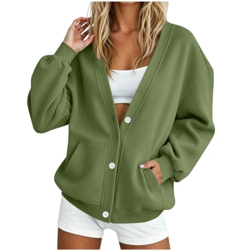Womens Button Down Sweatshirt Cardigan Loose Oversized Long Sleeve Cardigan - image 1