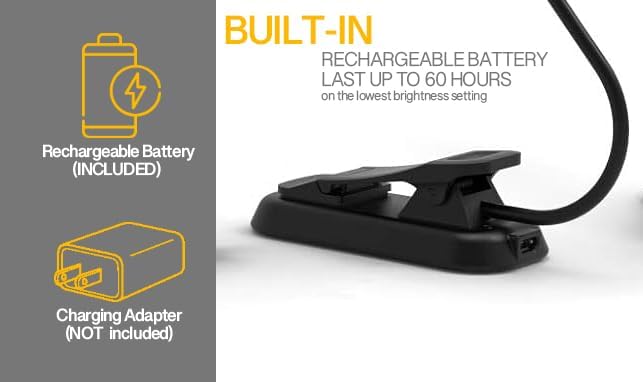 MAPTAY Book Light, 12 LED USB Rechargeable Reading Lamp with 3-Level Brightness for Eye Protection - Ideal for Night Reading photo 3