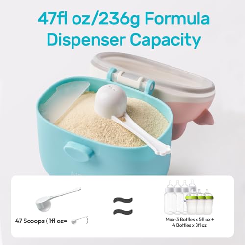 Image of NCVI Baby Formula Dispenser On The Go, Formula Container To Go, Formula Holder for Travel, Outdoor Picnic with Baby Infant, Portable Container for Milk Powder, Snacks, Candy, Fruits (Green)