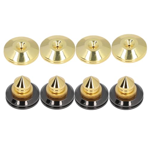 4 PCS Pointes de Haut-Parleur en Acier Inoxydable, Caisson de Basses Amplificateur Audio CD Platine Vinyle Pieds de Support Antichoc et Protecteurs de Sol avec Adhésifs