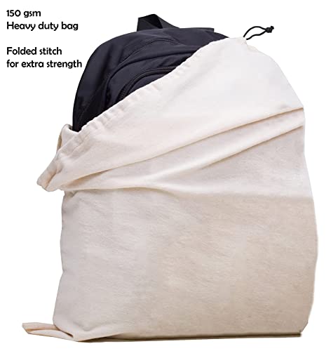 Laundry Bag Large (50 X 75 Cm | Pack of 2) Heavy duty 100% Cotton Canvas natural color fabric Draw Strings Organizer travel camp home college Dorm Dirty cloth plain Big Santa Sacks storage - Image 5
