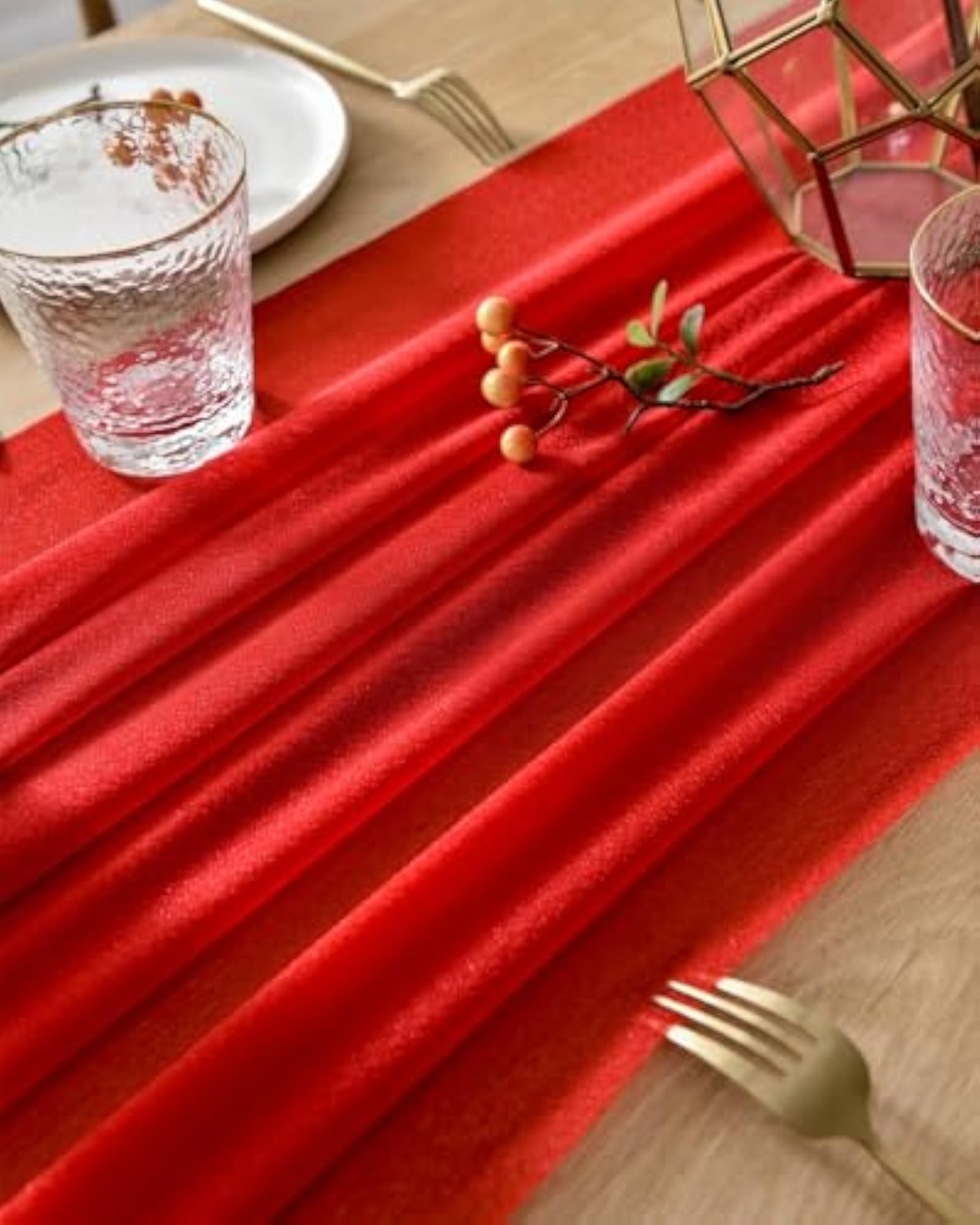10Ft Red Sheer Table Runner for Romantic Wedding Decor