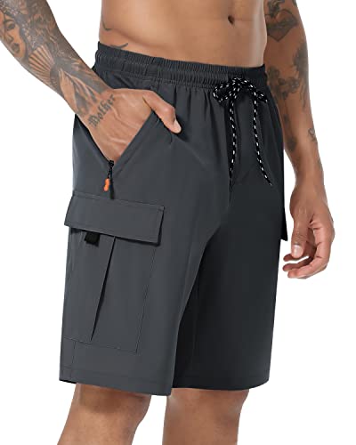 Mens Cargo Hiking Shorts Athletic Stretch Quick Dry Lightweight Shorts For Men Outdoor Casual With 5 Pockets Dark Grey #TOP4