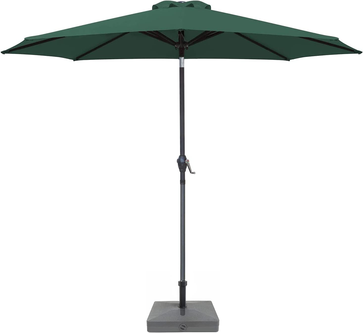 Greesum 9FT Patio Umbrella Outdoor Market Table Umbrella with Push Button Tilt, Crank and 8 Sturdy Ribs for Garden, Lawn,Backyard & Pool,Dark Green