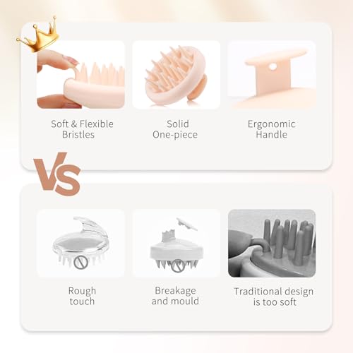 BEAUTLOHAS. One-Piece Silicone Scalp Massage Brush, Scrubber With Soft Massager for Hair Growth, Deep Cleansing Relaxation, Durable, Gentle on Scalp, Wet Dry Hair Massage Tool