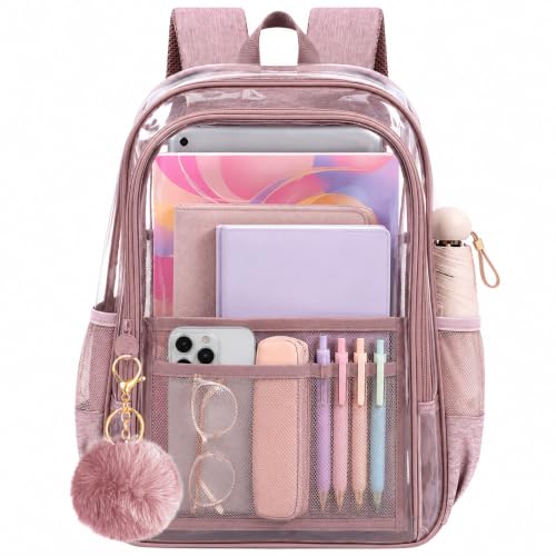 Image of AGSDON Clear Backpack, Heavy Duty Transparent Bookbag, See Through PVC Backpacks for Women Men