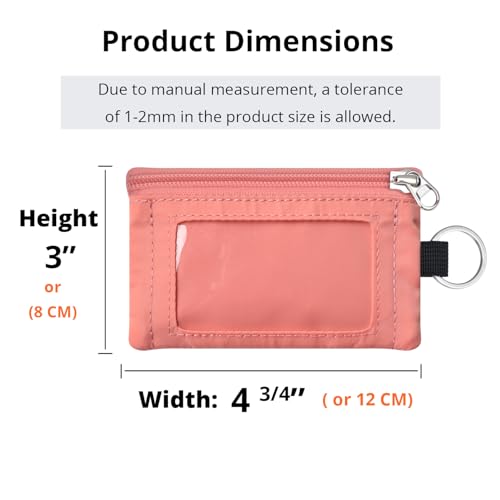 Image of RFID Blocking Travel Wallet with Adjustable Lanyard, Small Nylon Zipper Pouch and Badge Holder for ID, Credit Cards, Cash, Keys, Commuters (Coral Blush)