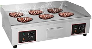 Electric Griddles, Large Commercial Stainless Steel Baking Plate, Two Burners with Thermostatic Control, Nonstick Countertop Hot Plate, Kitchen BBQ Grill, 4400W