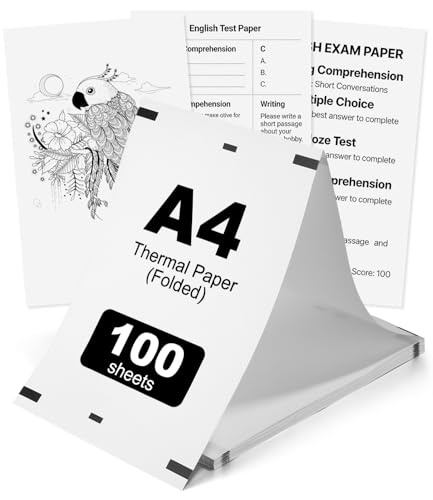 100 Blatt Thermopapier A4 210×297 mm Thermodrucker A4 Bpa-Frei Thermodrucker Papier Für Dokumenten Webseiten Und Fotos Kompatibel Mit Den Meisten Thermodruckern