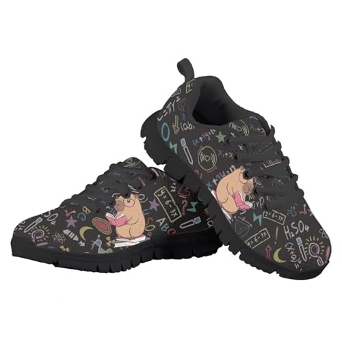 Yzaoxia Back to School Shoes for Girls Size 3 Capybara Running Shoes for Kids Athletic Walking Sneakers Lace Up Sneakers for School Gym Mesh Footwear by Yzaoxia - Used condition - Image 4