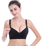 Multitrust Women Comfy Seamless Nursing Bra Bralette Push Up Maternity Breastfeeding Bras (Black, L)