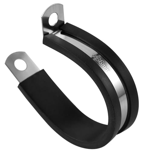 GZXUNFA 1-1/2 Inch R-Type Rubber Cushioned Insulated Clamp, 304 Stainless Steel Cable Clamp for Secure Pipe Fastening or Wire Cord Installation(20 Pack)