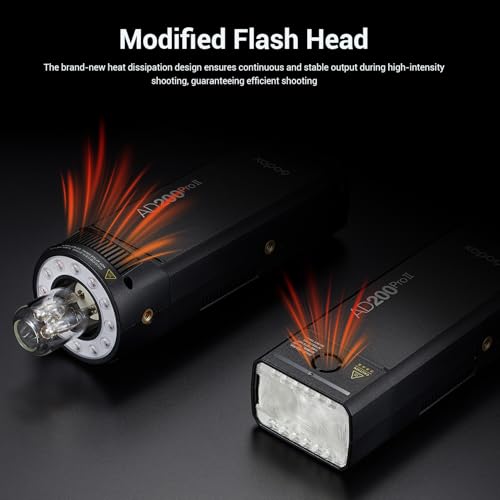 Image of Godox AD200 PRO II Pocket Flash - Upgraded Heads (AD-S2 & Bare Bulb), 200Ws Bi-Color Model Lamp, 2.4G TTL & HSS,One-Tap Pairing with X3 Trigger - Compatible with Canon, Nikon, Sony, Fujifilm, Olympus