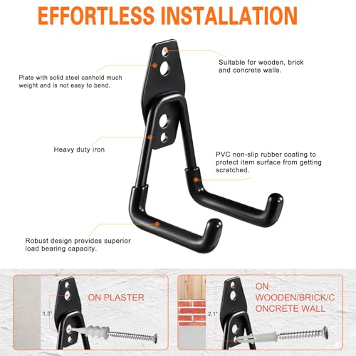 Heavydutygaragehooks6pack28inchsmallushapedhangerwallmountedstoragesystempowerandgardentoolorganizerforhangingladdershosebulkitemsandmore  Urban Country Home Decor Heavy duty garage hooks 6 pack 28 inch small u shaped hanger wall mounted storage system power and garden tool organizer for hanging ladders hose bulk items and more  urban country home decor