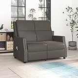 Gecheer Sillón Reclinable con Masaje 2 plazas Sofá Reclinable con Reposapiés y Respaldo Ajustables Sofá de Masaje Reclinable para Salón Dormitorio Oficina Cuero Sintético Gris