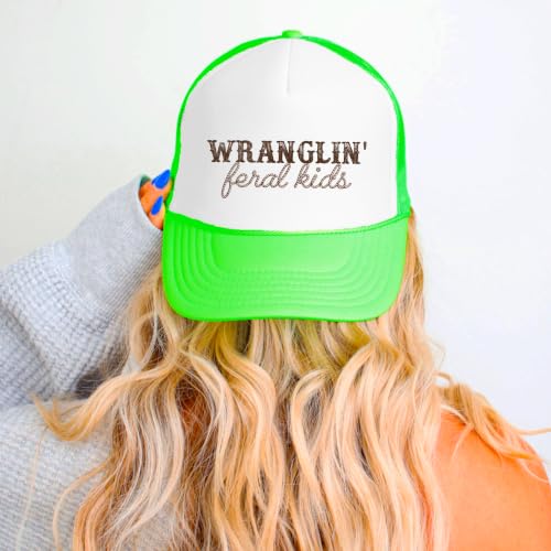 Image of Olive Loves Apple Wranglin' Feral Kids Trucker Hat for Mom and Dad Funny Western Style Cap for Women and Men