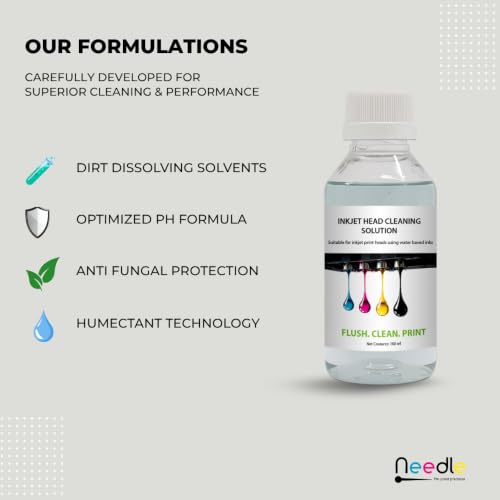 Image of Needle Printer Head Cleaner Solution 100ML | Universal Inkjet Print head Cleaning Fluid | For Ink Tank And Thermal Head Printers | Compatible With Epson, Canon, HP & Brother Printers | Made In India |
