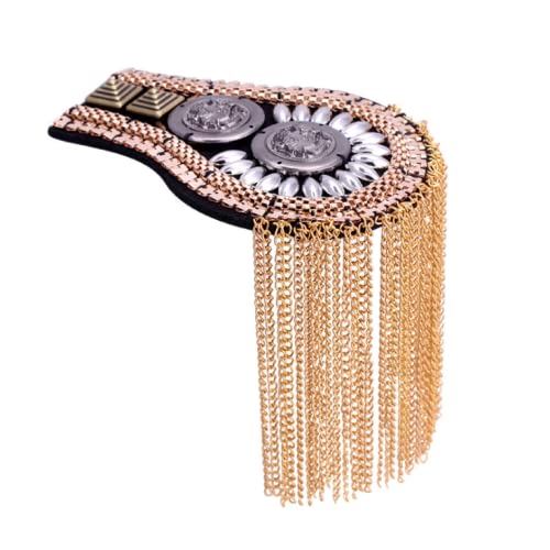 Image of 2 Pcs Vintage Tassel Link Chain Epaulet Shoulder Boards Badge Brooch For Men Women Uniform Epaulettes Accessories