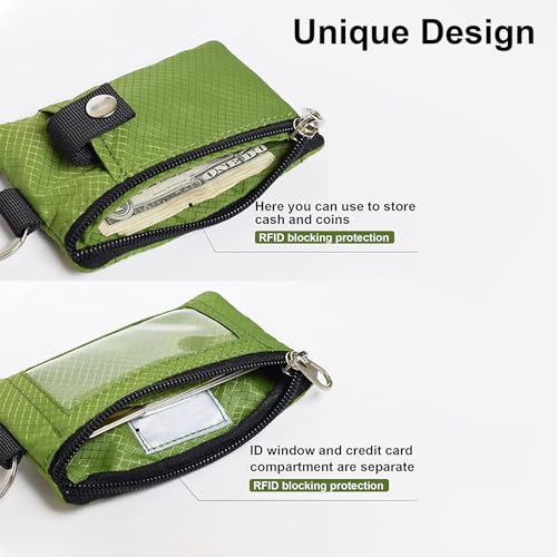 Portable Blocking Small Wallet Outdoor Waterproof Wallet Mens Women with Lanyard Keyring Window and Zippered Pockets3