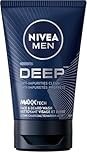 NIVEA MEN Deep Face & Beard Wash, Anti-Impurities Clean Charcoal Face Wash Powered by MAXXTECH with Black Carbon, Deeply Cleanses, Instantly Less Visible Oily Skin, Dark Wood Scent, 100mL