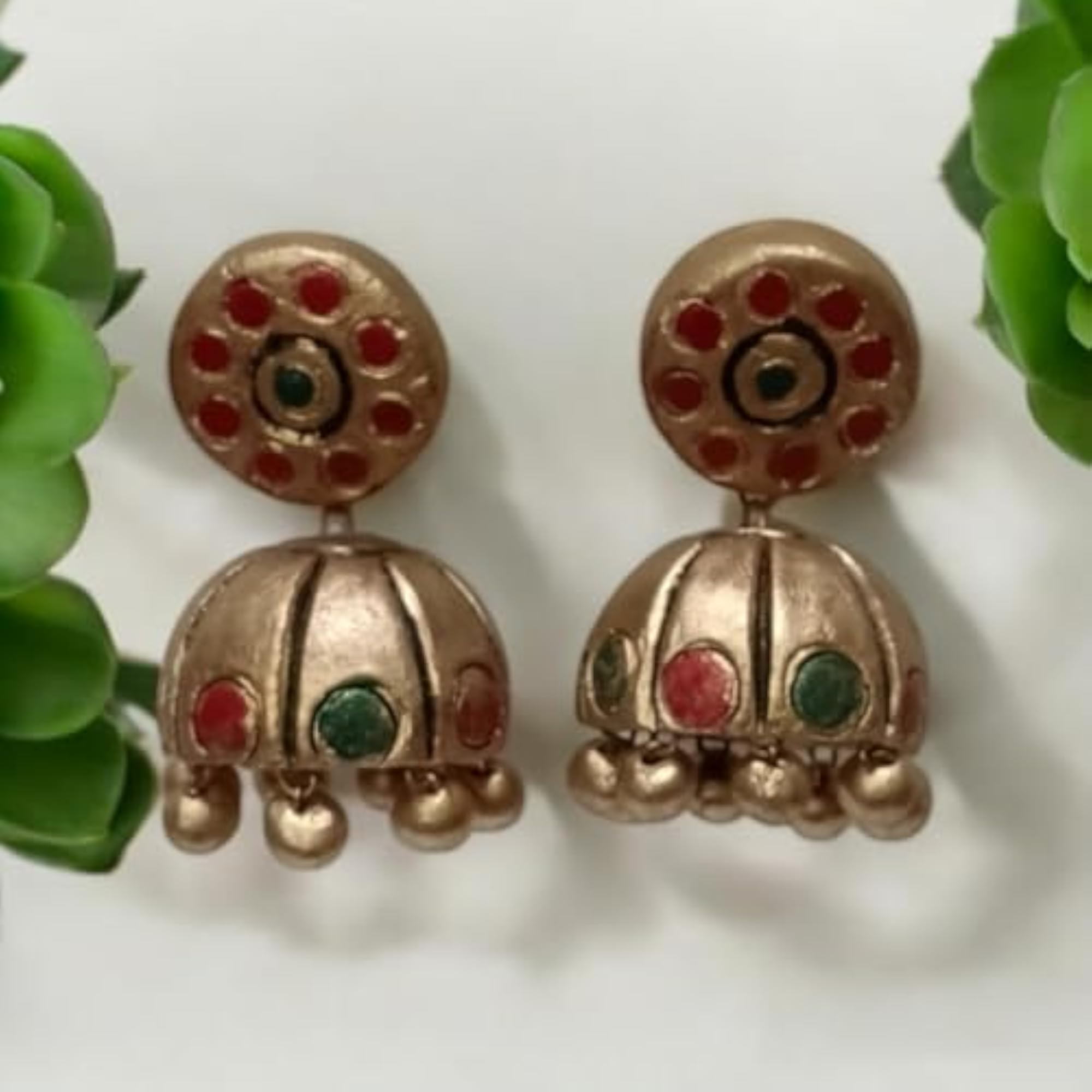 Handmade Terracotta Jhumka Earrings for Navaratri