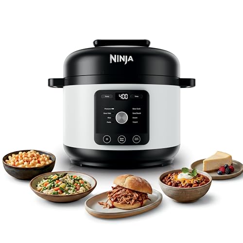 Ninja HyperHeat 9-in-1 Electric Pressure Cooker | 6.5 Qt Multi Cooker with Sear/Sauté, Slow Cooker, Rice Cooker, Sous Vide | 1200W | Fast Cooking, PFAS-Free Pot | White | PC201WH