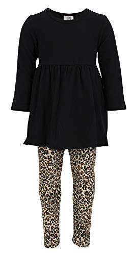 Image of Unique Baby Girls Kids Toddler 3pc Outfit Set Long Sleeve Stretch Tunic Top Leggings and Scarf