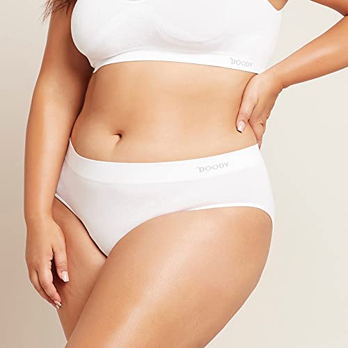 Boody Women's Midi Brief Underwear - Mid-Rise Panties For Women, Seamless Underwear For Women - Midi Women's Underwear For Full Coverage, Bamboo Viscose For All-Day Comfort - Pack Of 2 - White, Xl #TOP2