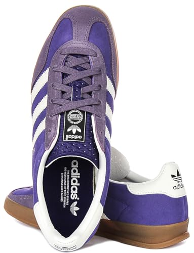 Image of adidas Gazelle Men's 3 Stripes Logo Classic 90S Sn Trainers (Purple White, US 5)