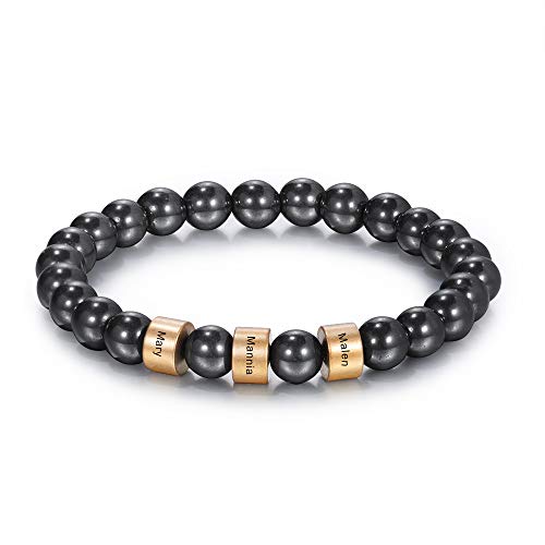 Glooraca Pulseras Con Cuentas de Nombre Personalizado Para Hombres y Mujeres Pulsera de Piedras Preciosas Naturales de Pulseras Elásticas de Ágata Con Cuentas Cover