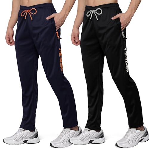 Image of Pinkmint Men's Lycra Track Pants, Soft & Comfortable Gym Joggers for Running, Workout & Sports (Available in Plus Size and Combo Pack of 2)