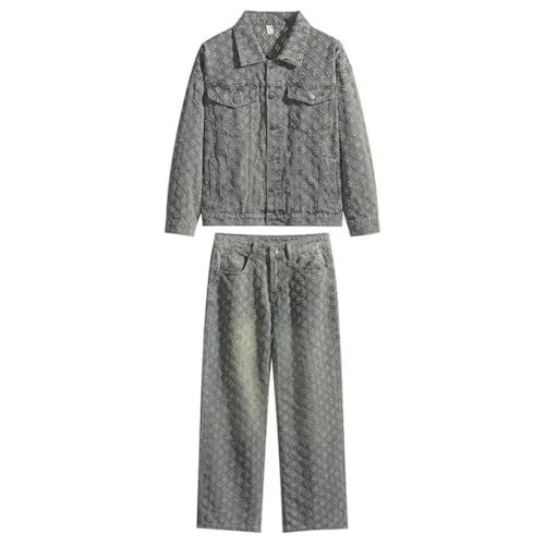 Men's Style Autumn Jacquard Trendy Lapel Shirt Bell Bottoms Ensemble
