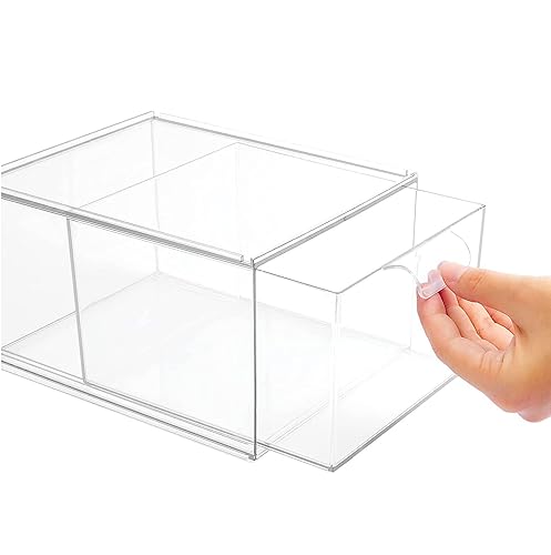 Hniuyun 2 Pack Stackable Makeup Organizer Drawers, Clear Acrylic Storage Box with Handles for Bathroom Vanity Countertop Kitchen Cabinet Undersink, and Pantry Organization - Image 4