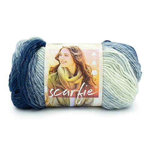 Image of Lion Brand Yarn Scarfie Yarn, Blue /Cream