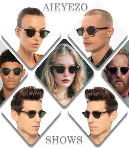 AIEYEZO Polarized Sunglasses for Men Women Classic Semi-Rimless Frame Sun Glasses Fashion Retro Designer Shades (Grey Line/Grey)2