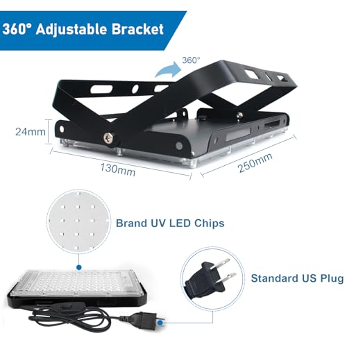 2 Pack 100W UV Black Light, IP65 Waterproof, Glow Party Light, Stage Lighting, Halloween, Body Paint, Fluorescent Poster, Neon Glow