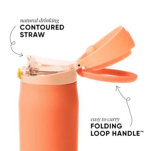 Image of Simple Modern Water Bottle with Straw & Handle | 24oz | Orange | Mesa Loop Insulated Water Bottle for School, Sports, Travel | Leak Proof, Stainless Steel | Citrus