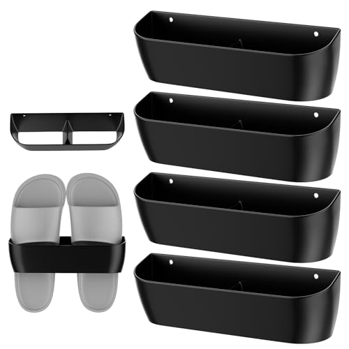 Coomir 4 Stück Schuhhalter Wand,Schuhregal Wandmontage mit Selbstklebend und Bohren, Tür Schuhaufhänger, Schuhregal zur Wandmontage für Wohnmobil,Camping,Badezimmer,Wohnzimmer