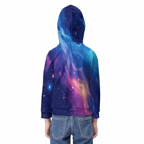Pull à capuche drôle avec poche imprimé étoiles cosmiques pour ados - 6