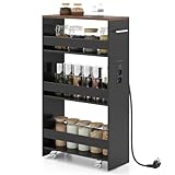 【Station de Recharge Intégrée】Ce chariot de cuisine roulant comprend une station de recharge intégrée montée sur le côté avec 2 prises secteur, un port USB et un port Type-C pour alimenter vos appareils sans encombrer la surface supérieure. Le design intégré garde les câbles organisés et la zone de rangement principale libre pour d'autres essentiels